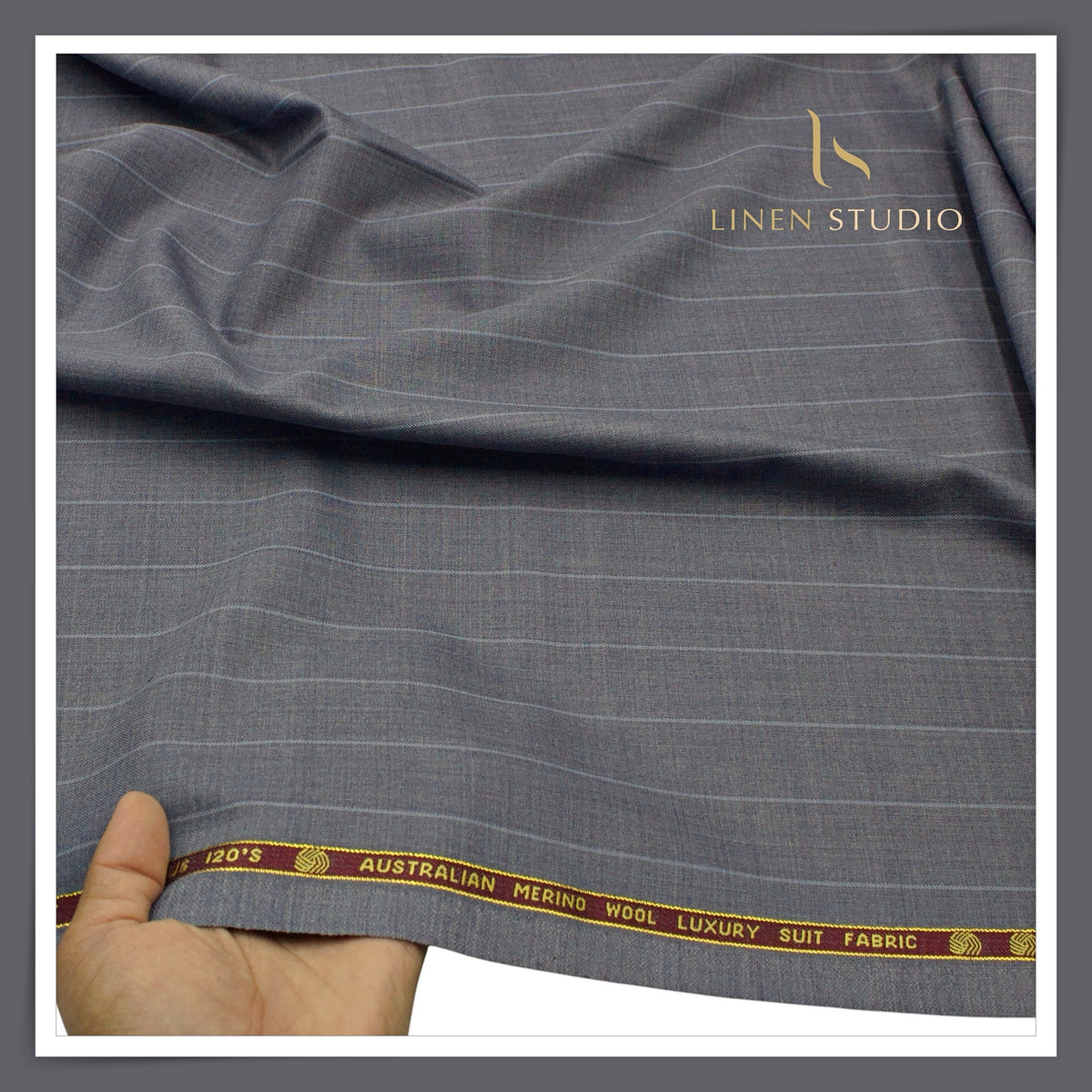 Vercelli Italy Lexus 120's 50% Australian Merino Wool Rich Suiting - Bluish Grey 2.50 Cms Pinstripes (Latest Collection)