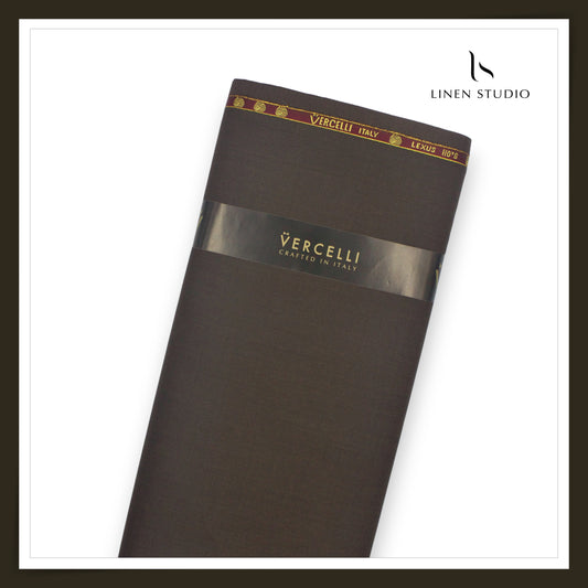 Super 110's Australian Merino Wool Suiting by Vercelli Italy - Birch Brown (NEW)