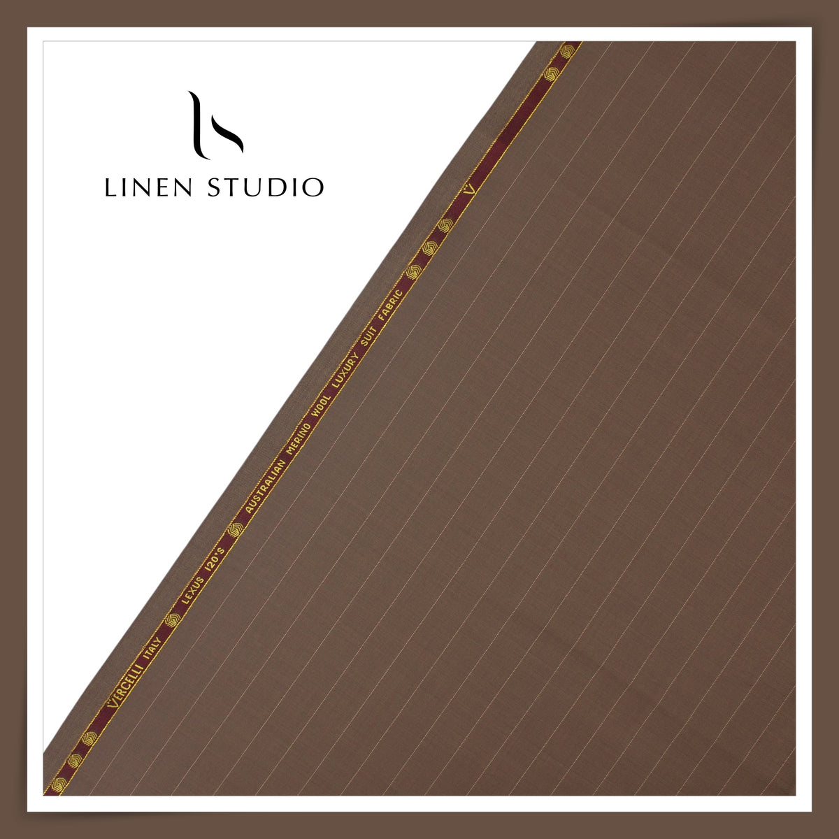 120's Australian Merino Wool by Vercelli - Cocoa Brown Stripes (NEW) (FLAT RATE 40% OFF)