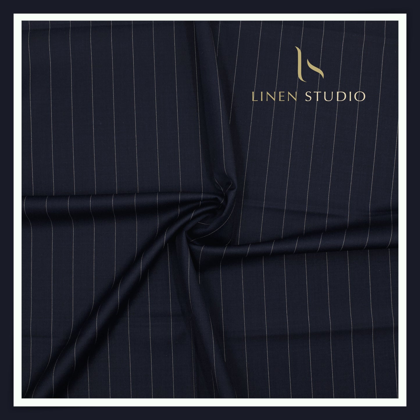 120's Australian Merino Wool by Vercelli - Midnight Blue with Classic Stripes (NEW) (Most Liked)