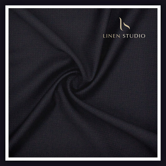 140's Australian Merino Wool Textured Suiting by Vercelli - Japan Navy Blue (NEW) (Zoom In)