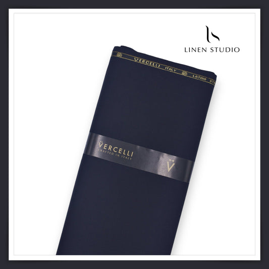 Vercelli Italy Latino Stretch 120's 50% Wool Rich Suiting – Perfect Navy Blue (NEW)