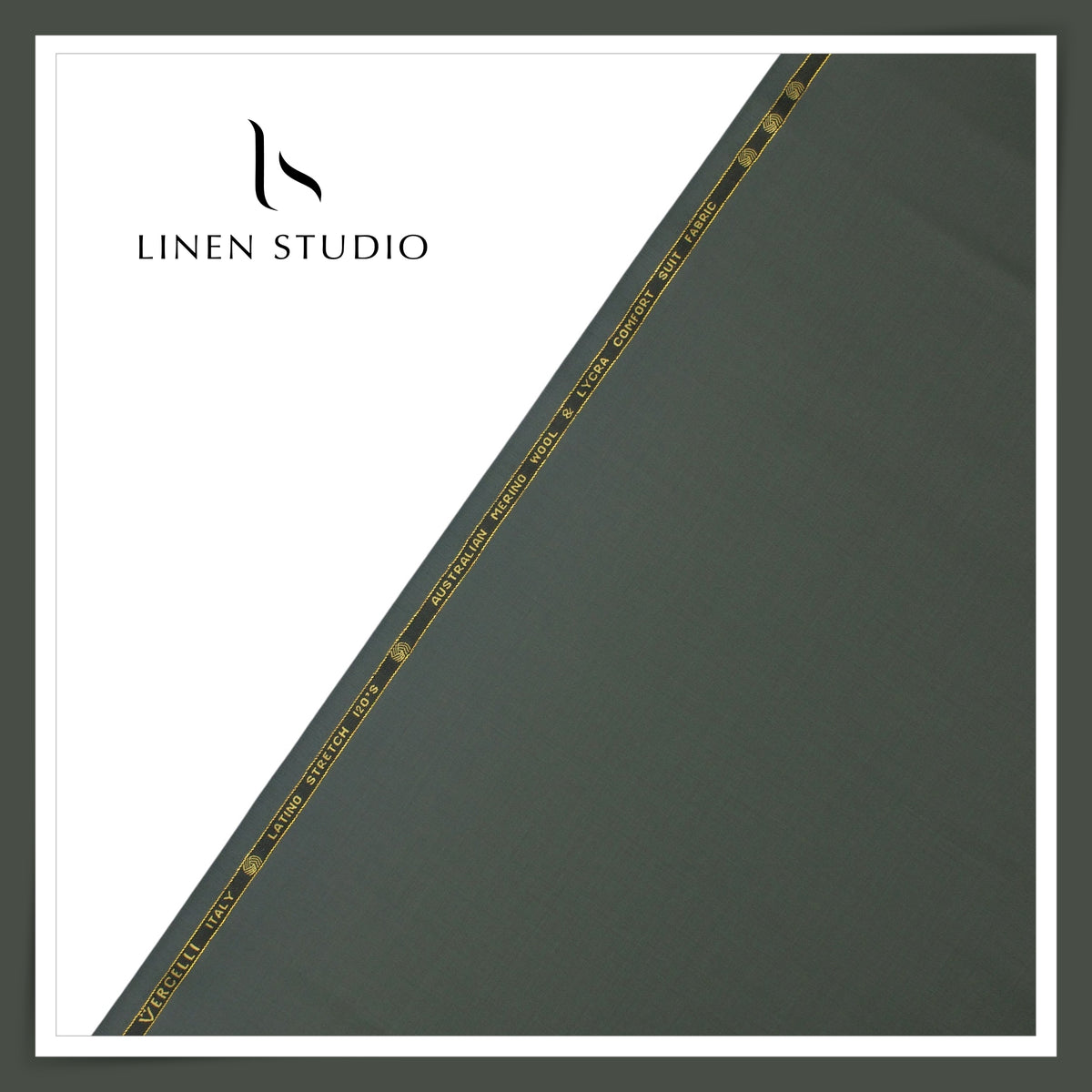 Super 120's Australian Merino Wool by Vercelli - Greyish Green (NEW) (With Stretch) (FLAT RATE 40% OFF)