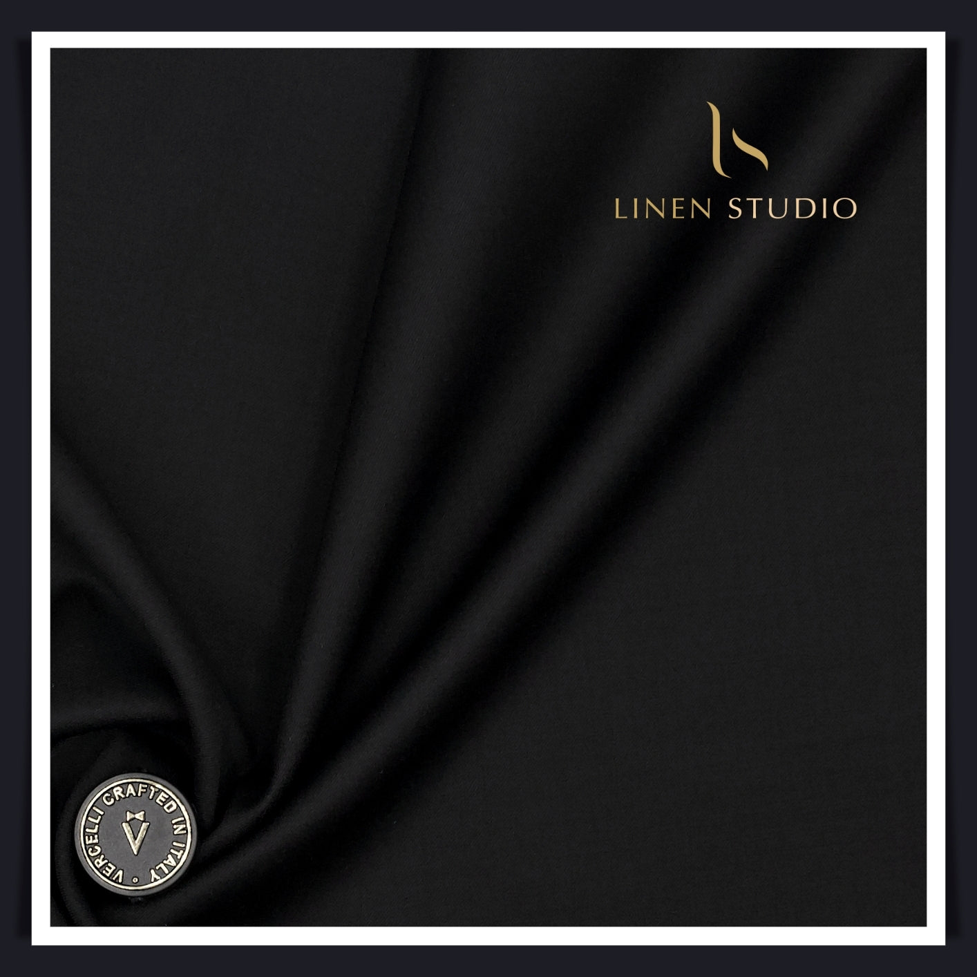 Super 120's Australian Merino Wool by Vercelli - Pure Black (With Stretch)