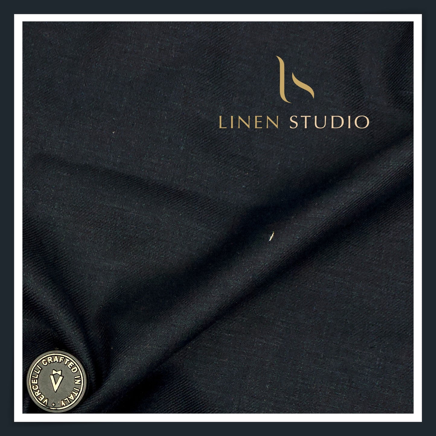 60 Lea French Linen Suiting by Vercelli Italy - Gunmetal Darkest Blue (NEW)