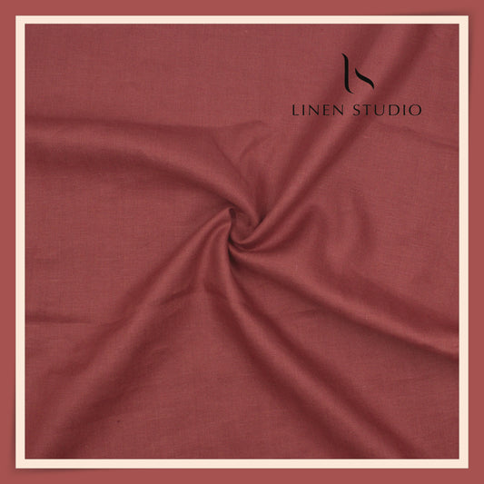 60 Lea French Linen Suiting by Vercelli Italy - Blossom Red Herringbone (Zoom In) (NEW)