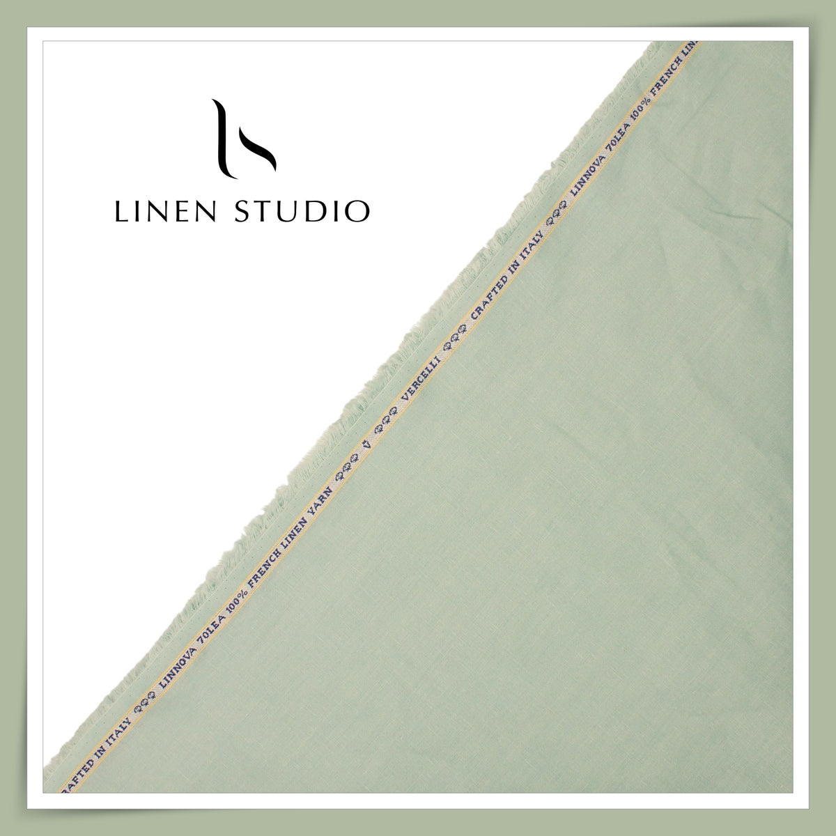 Pure French Linen Shirting 70 Lea by Vercelli Italy - Celadon Mint (NEW)
