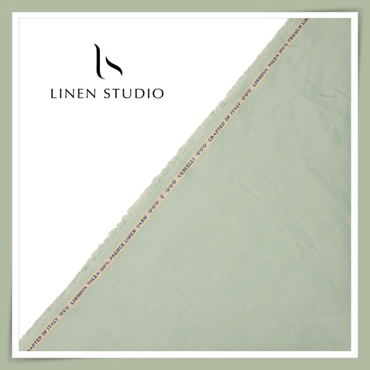 Pure French Linen Shirting 70 Lea by Vercelli Italy - Celadon Mint (NEW)