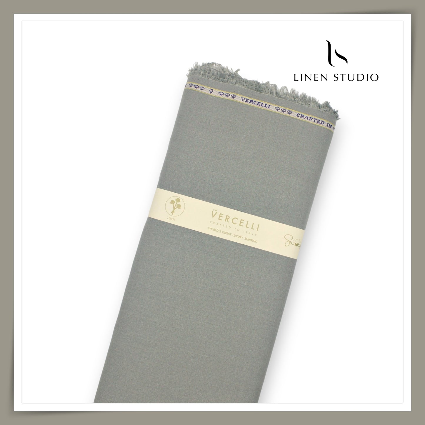 Pure French Linen Shirting 70 Lea by Vercelli Italy - Pebble Grey (NEW)