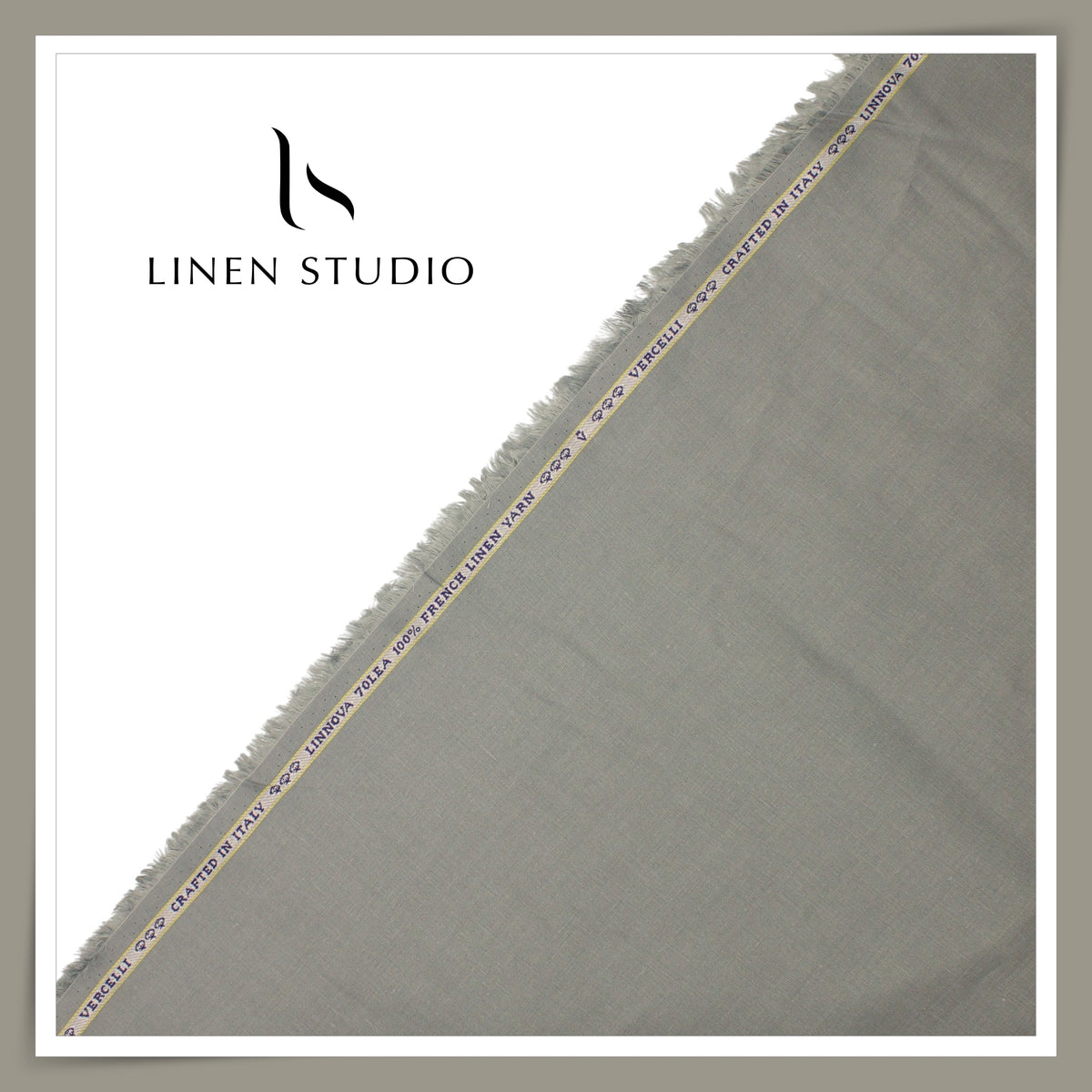 Pure French Linen Shirting 70 Lea by Vercelli Italy - Pebble Grey (NEW)