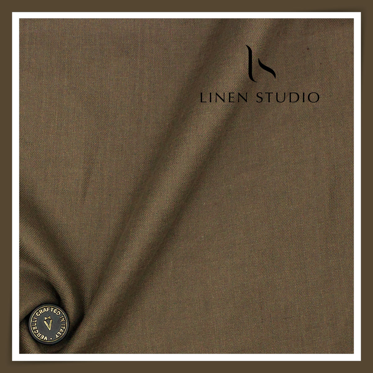 French Linen Premium Pure Linen Suiting by Vercelli Italy 44 Lea Twill - Tobacco Brown (NEW)