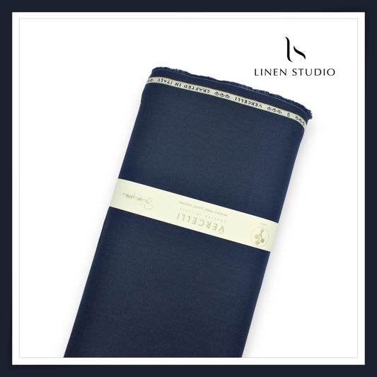 French Linen Premium Pure Linen Suiting by Vercelli Italy 44 Lea Twill - Dark Rhino Blue (NEW)