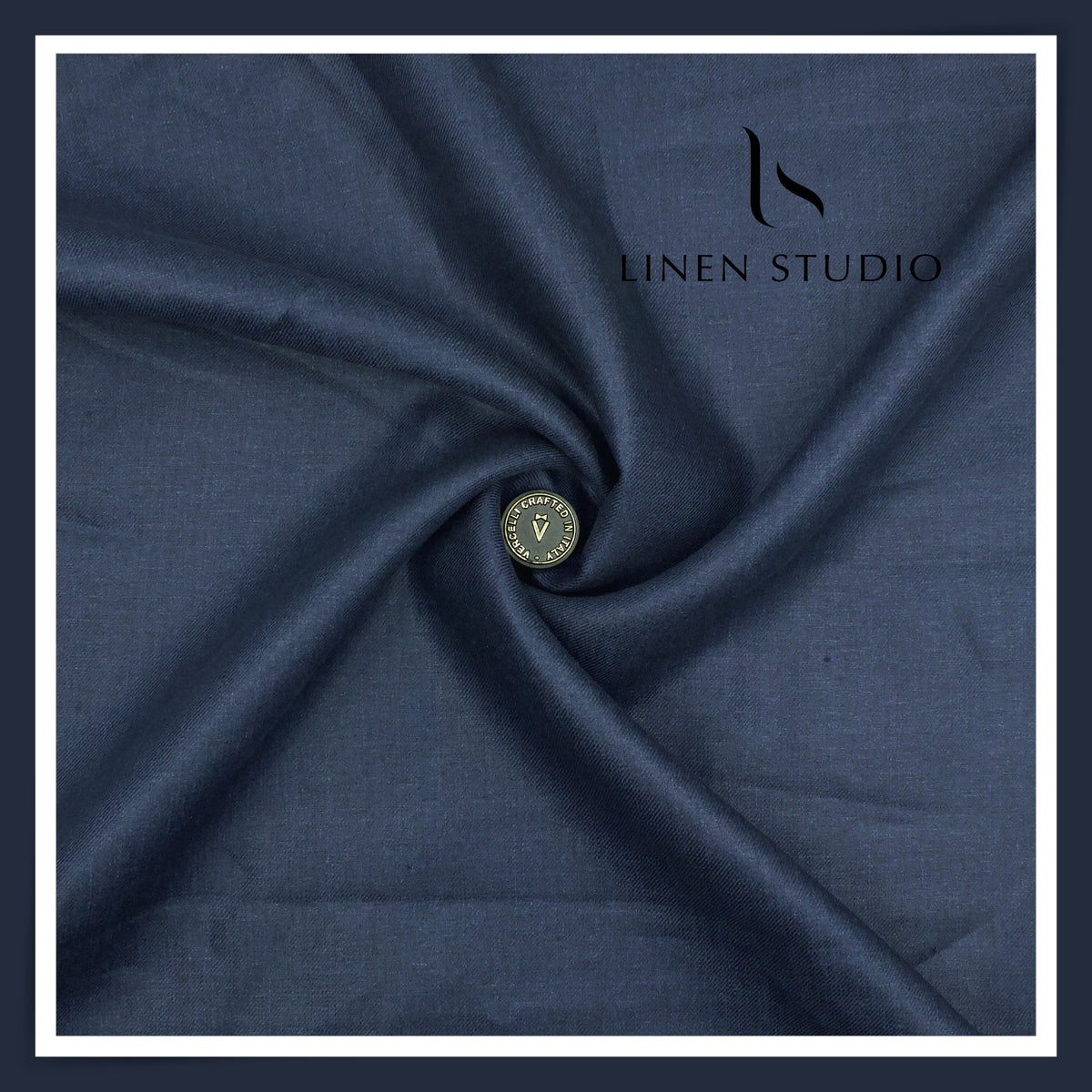 French Linen Premium Pure Linen Suiting by Vercelli Italy 44 Lea Twill - Dark Rhino Blue (NEW)