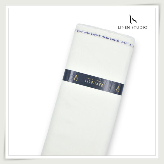 French Linen Premium Pure Linen Suiting by Vercelli Italy 60 Lea Twill - Light Cream (NEW)