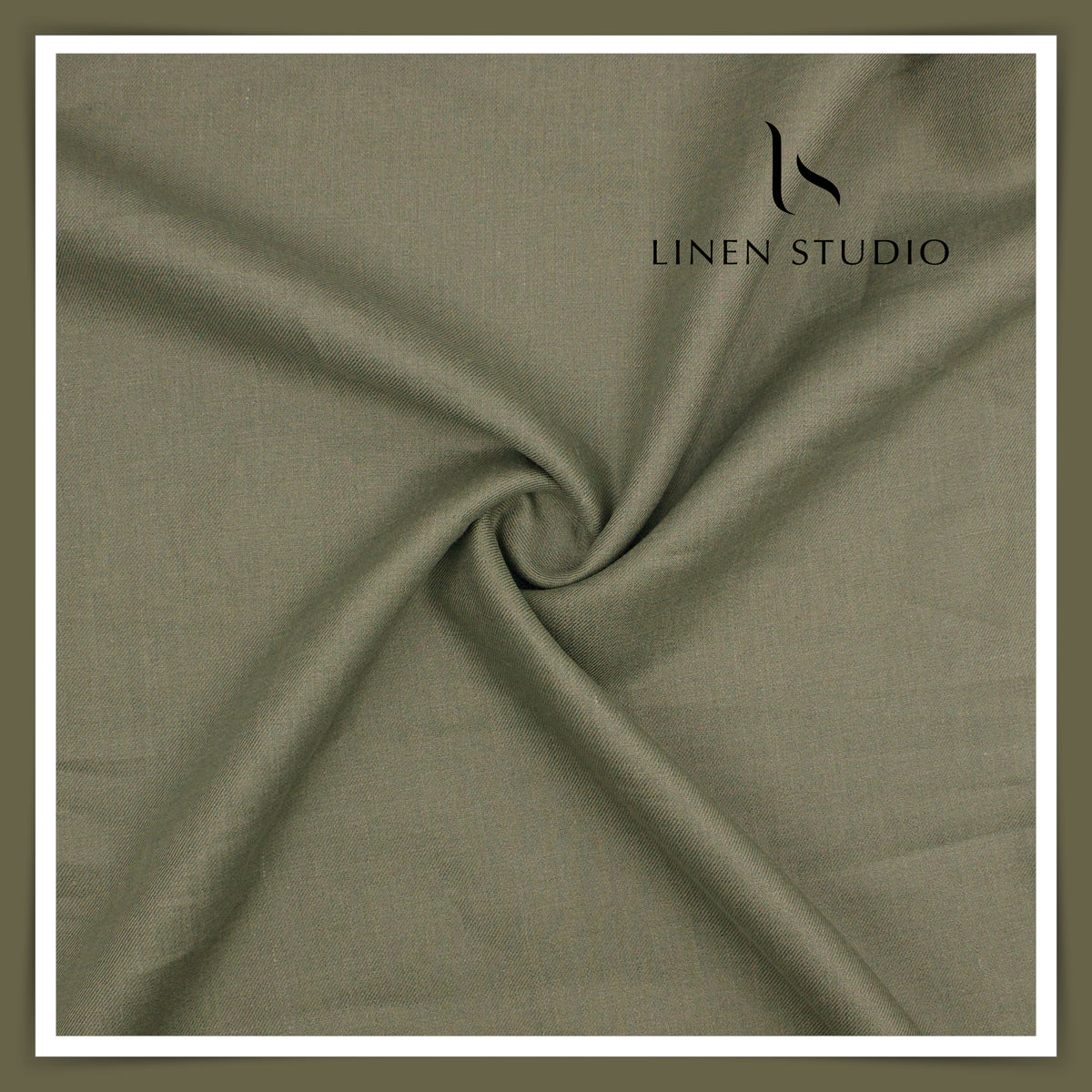 French Linen Suiting by Vercelli Italy 44 Lea Twill - Crocodile Green (NEW)