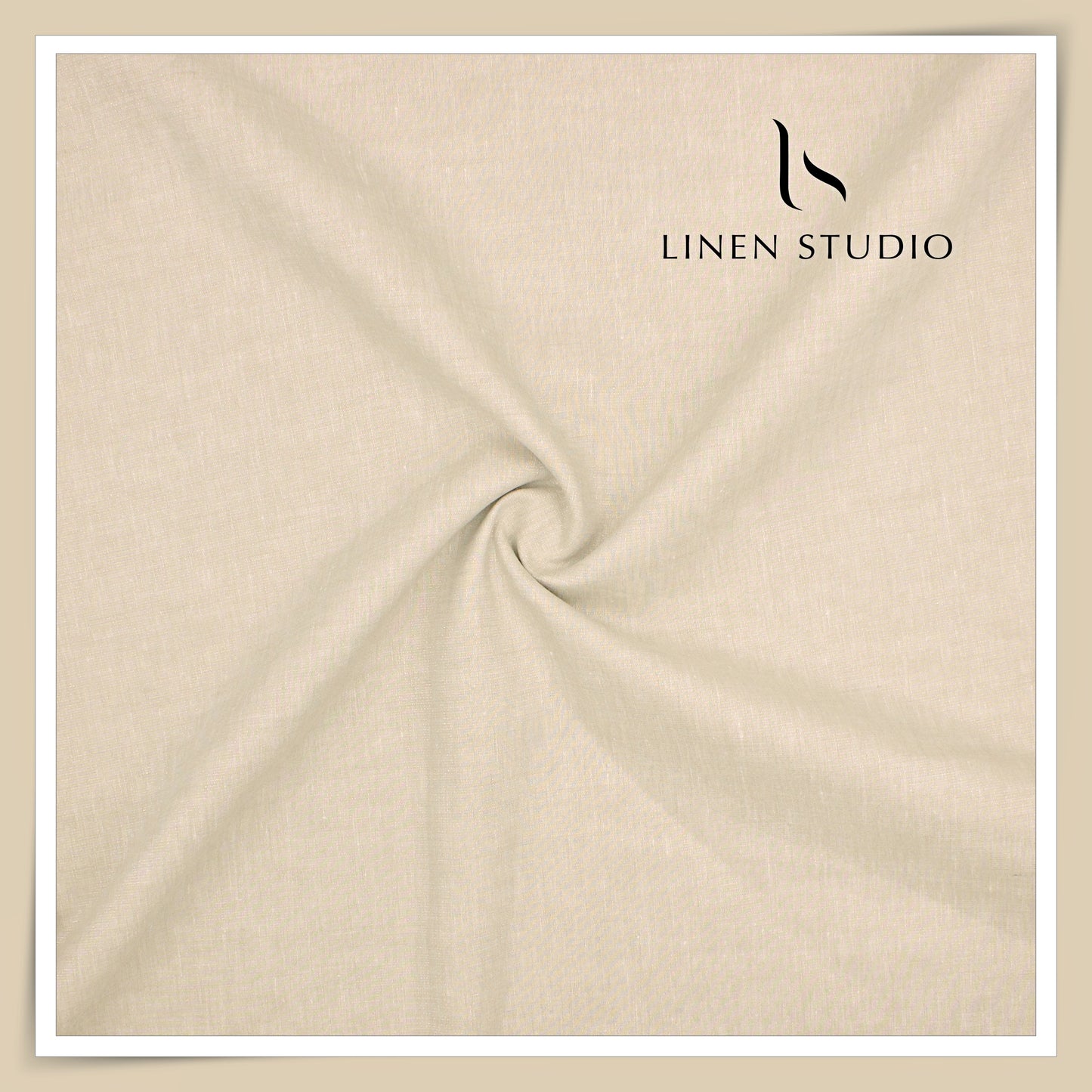 80 Lea French Linen Lurex Shirting by Vercelli Italy - Bisque Beige (Full Shimmer) (NEW) (Zoom In)