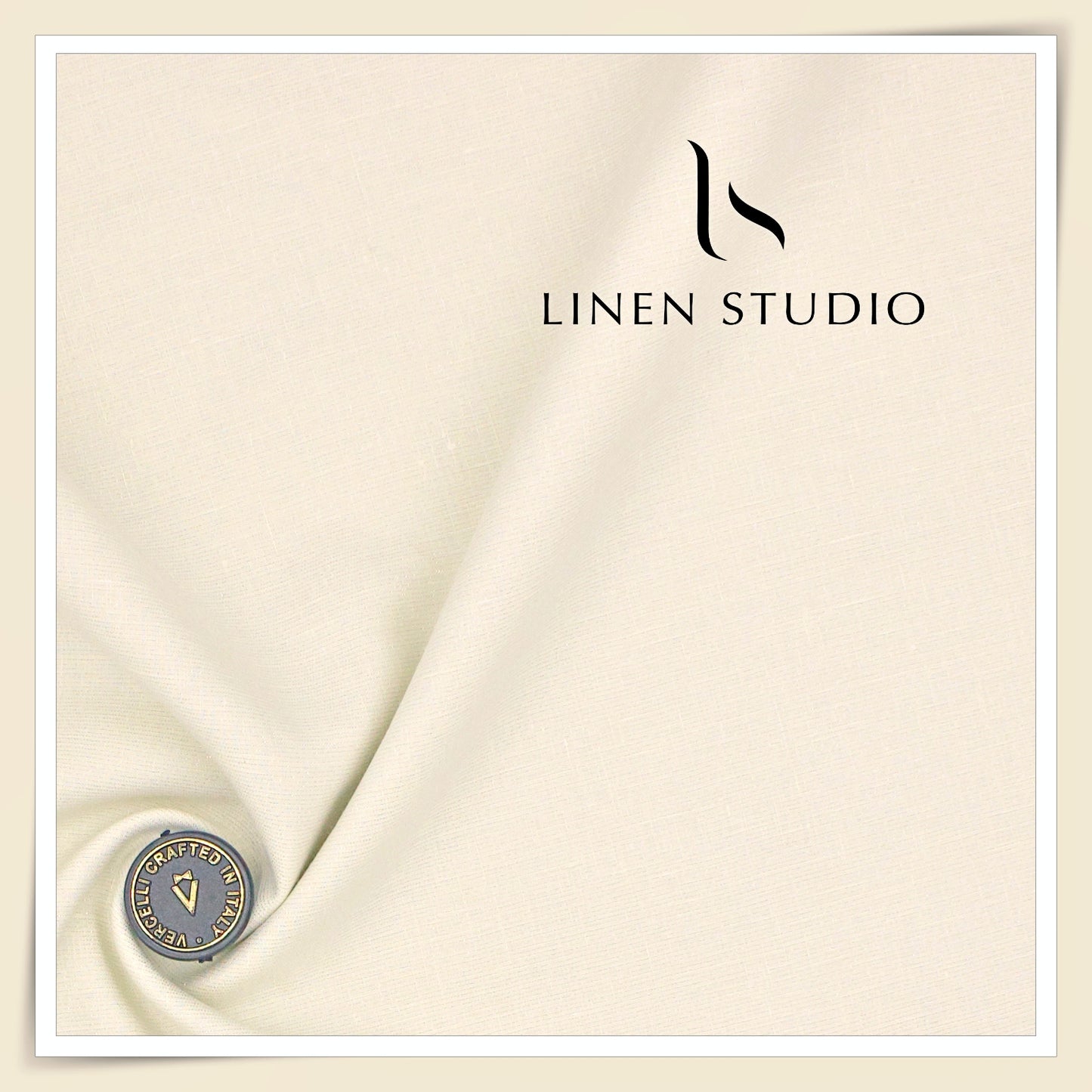 80 Lea French Linen Lurex Shirting by Vercelli Italy - Cream (Full Shimmer) (NEW) (Zoom In)