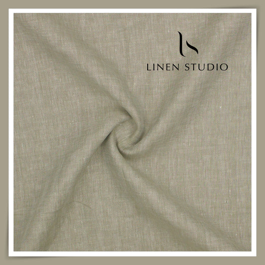 90 CM SUITING - FRENCH PREMIUM PURE LINEN SUITING BY VERCELI ITALY 60 LEA HERRINGBONE EB 109 (FLAT RATE)