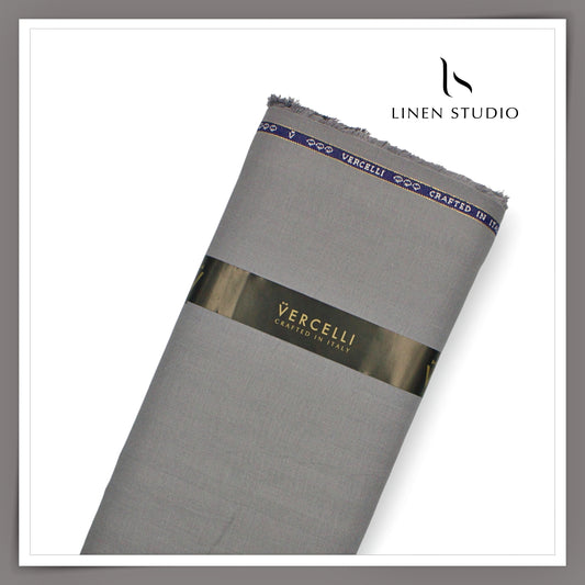 60 Lea French Linen Suiting by Vercelli Italy - Granite Grey Herringbone (Zoom In) (NEW)