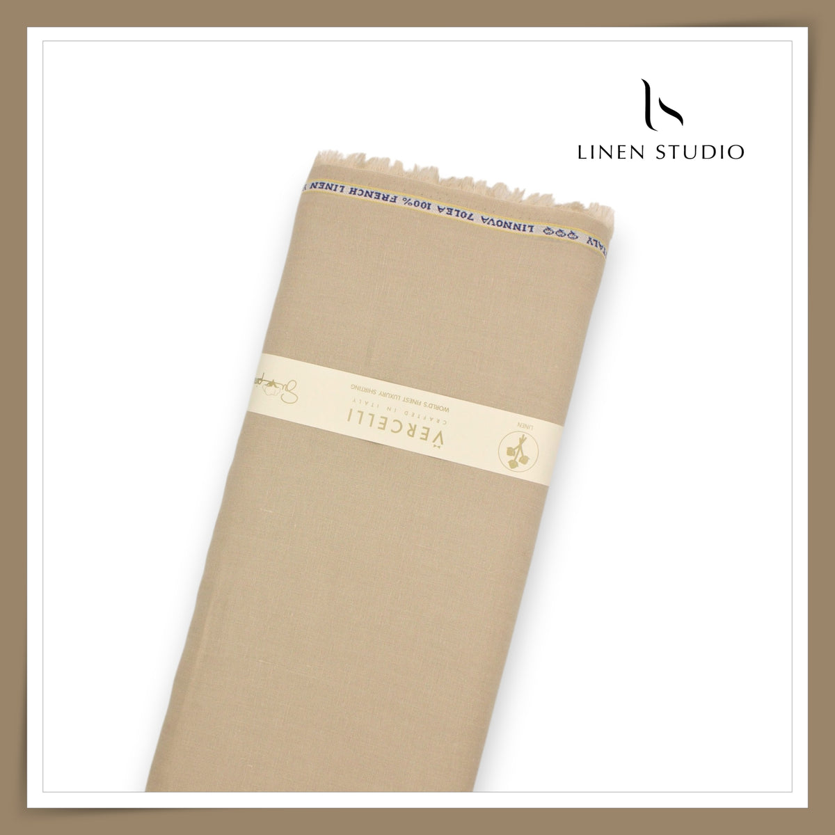 70 Lea Pure French Linen Shirting by Vercelli Italy - Pastel Stone (NEW) (Limited Stock)