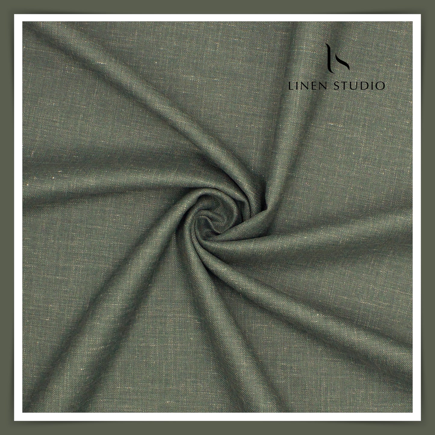 1.00 MTR SUITING END BIT - 140's Merino Wool / Linen / Silk by Vercelli Italy - Rustic Green (FLAT RATE)
