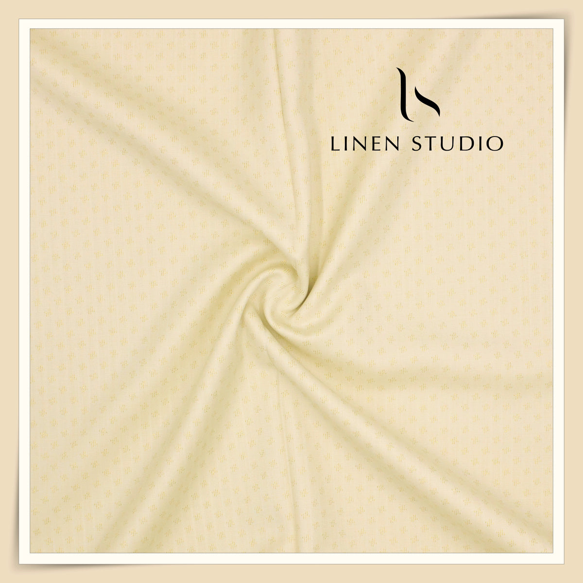 Vercelli Italy Harmony Luxe 140’s 70% Merino Wool Suiting - Ivory Cream with Gold Lurex Dobby Motif (NEW) (Zoom In)