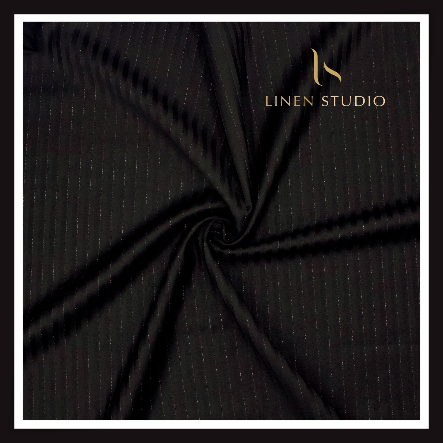 140's Australian Merino Wool by Vercelli - Black Textured Stripes with Bold Silver Lurex (NEW) (Zoom In)