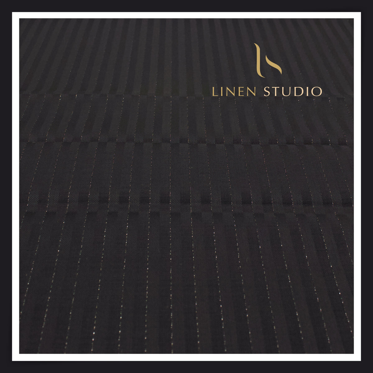 Vercelli Italy Harmony Luxe 140’s 70% Merino Wool Suiting - Dark Blue Tonal Stripes with Silver Lurex (NEW) (Zoom In)