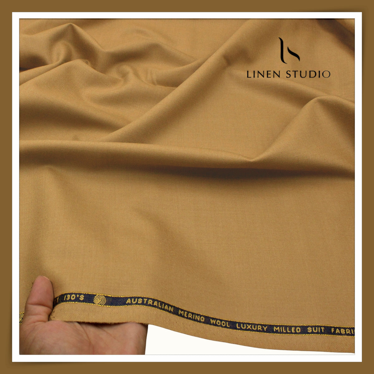 Vercelli Italy Snowdrift 130's 70% Australian Merino Wool Rich Milled Suiting - Camel Tan (Latest Collection)