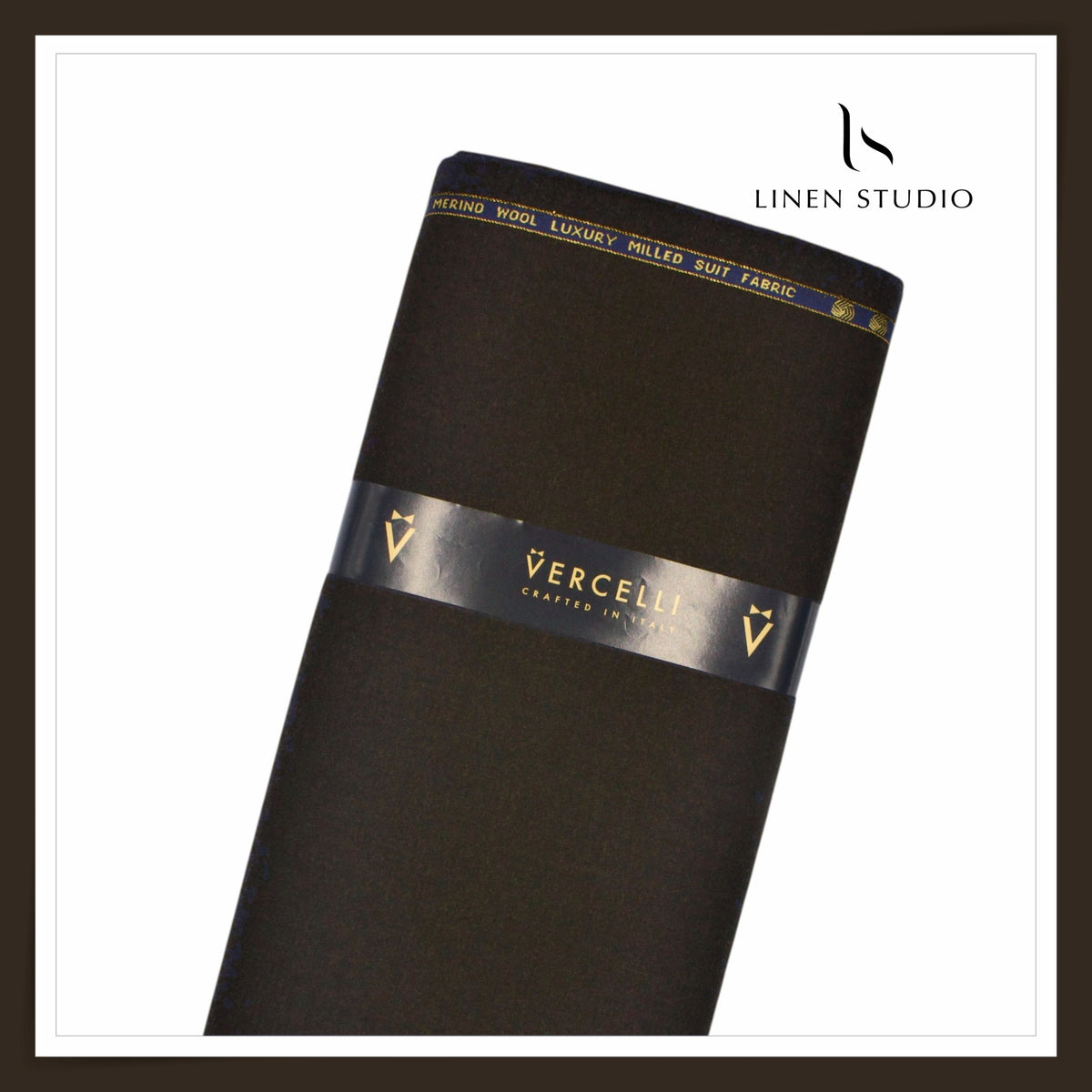 Vercelli Italy Snowdrift 130's 70% Australian Merino Wool Rich Milled Suiting - Dark Chocolate (Latest Collection)