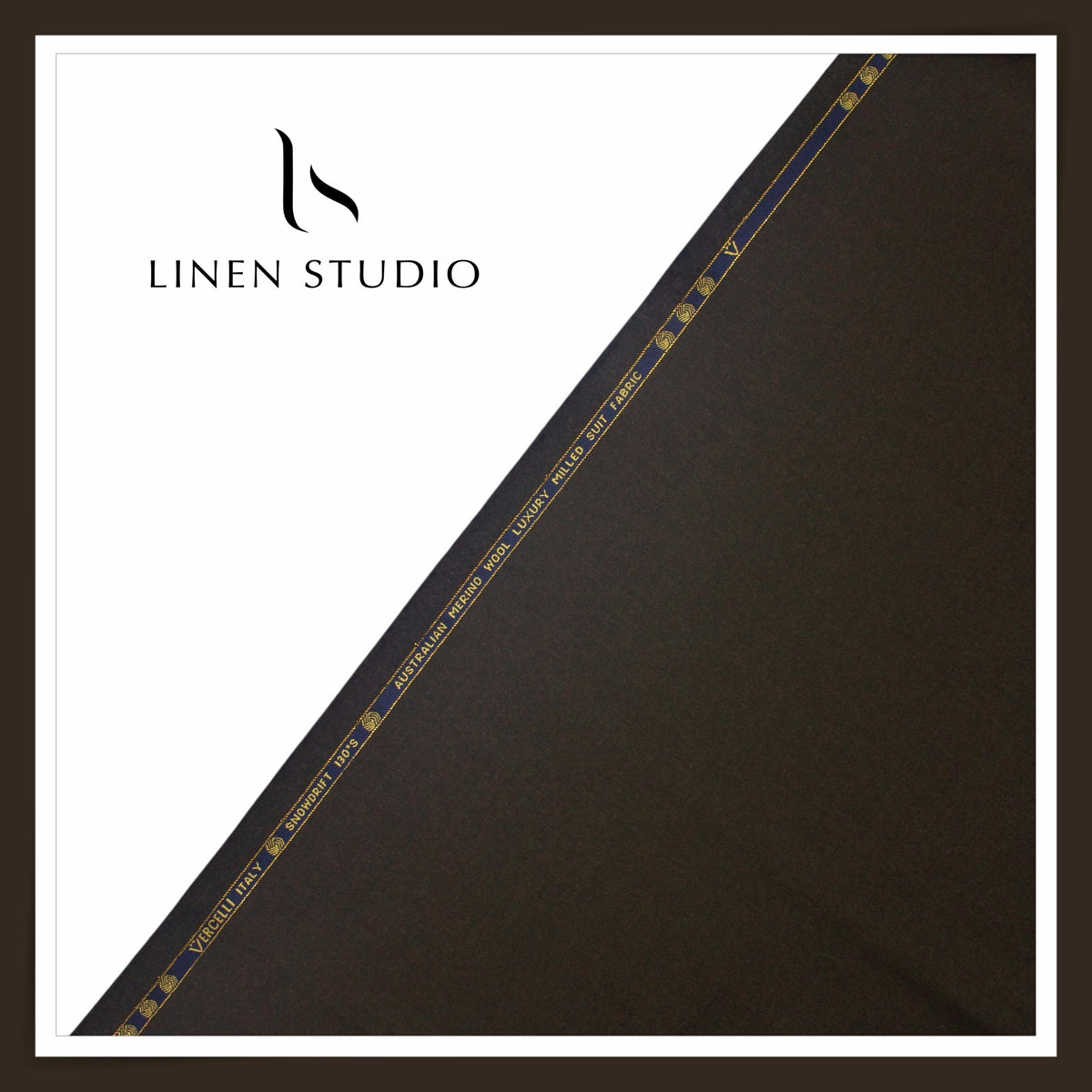 Vercelli Italy Snowdrift 130's 70% Australian Merino Wool Rich Milled Suiting - Dark Chocolate (Latest Collection)
