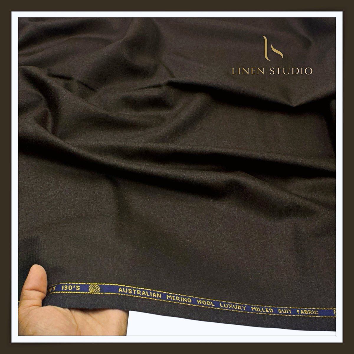 Vercelli Italy Snowdrift 130's 70% Australian Merino Wool Rich Milled Suiting - Dark Chocolate (Latest Collection)