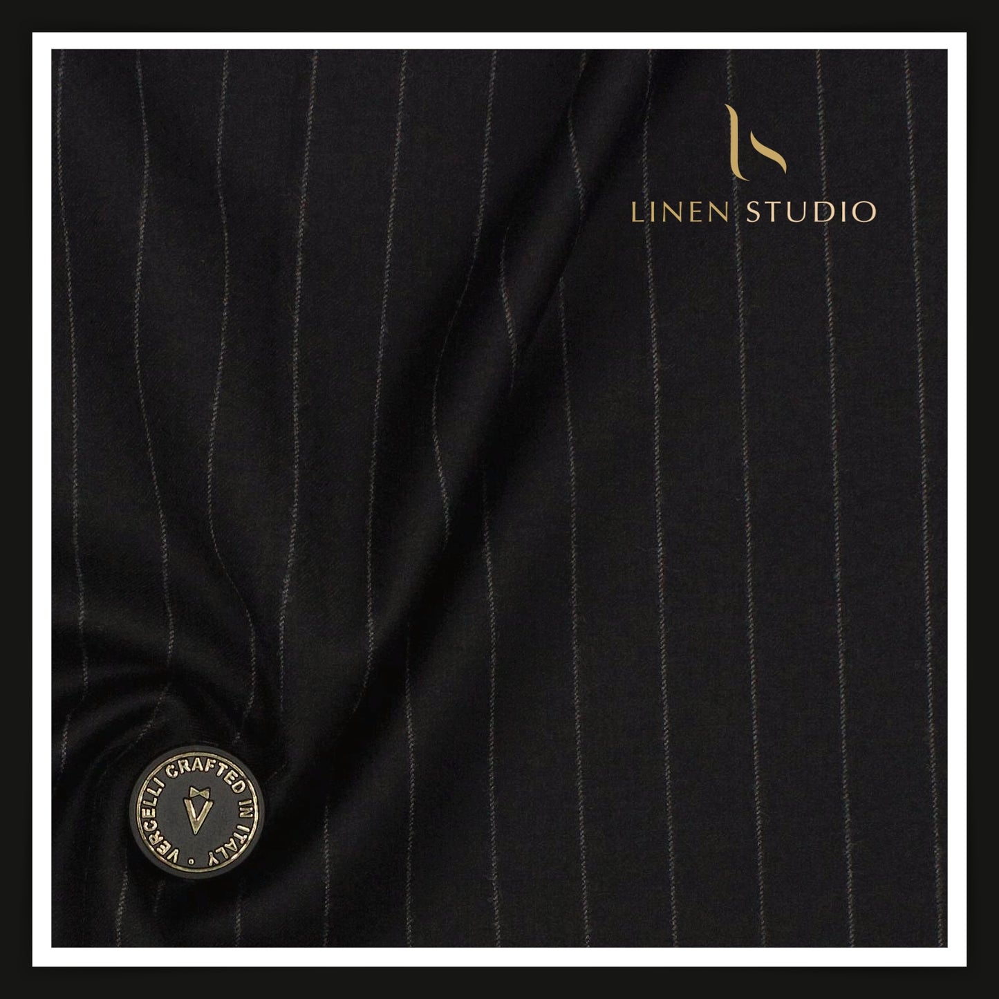 100% Australian Merino Wool by Vercelli - Milled Black Stripes (NEW)