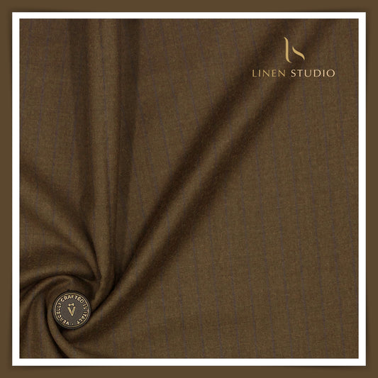 120's Australian Merino Wool by Vercelli - Dark Bronze Stripes (NEW)