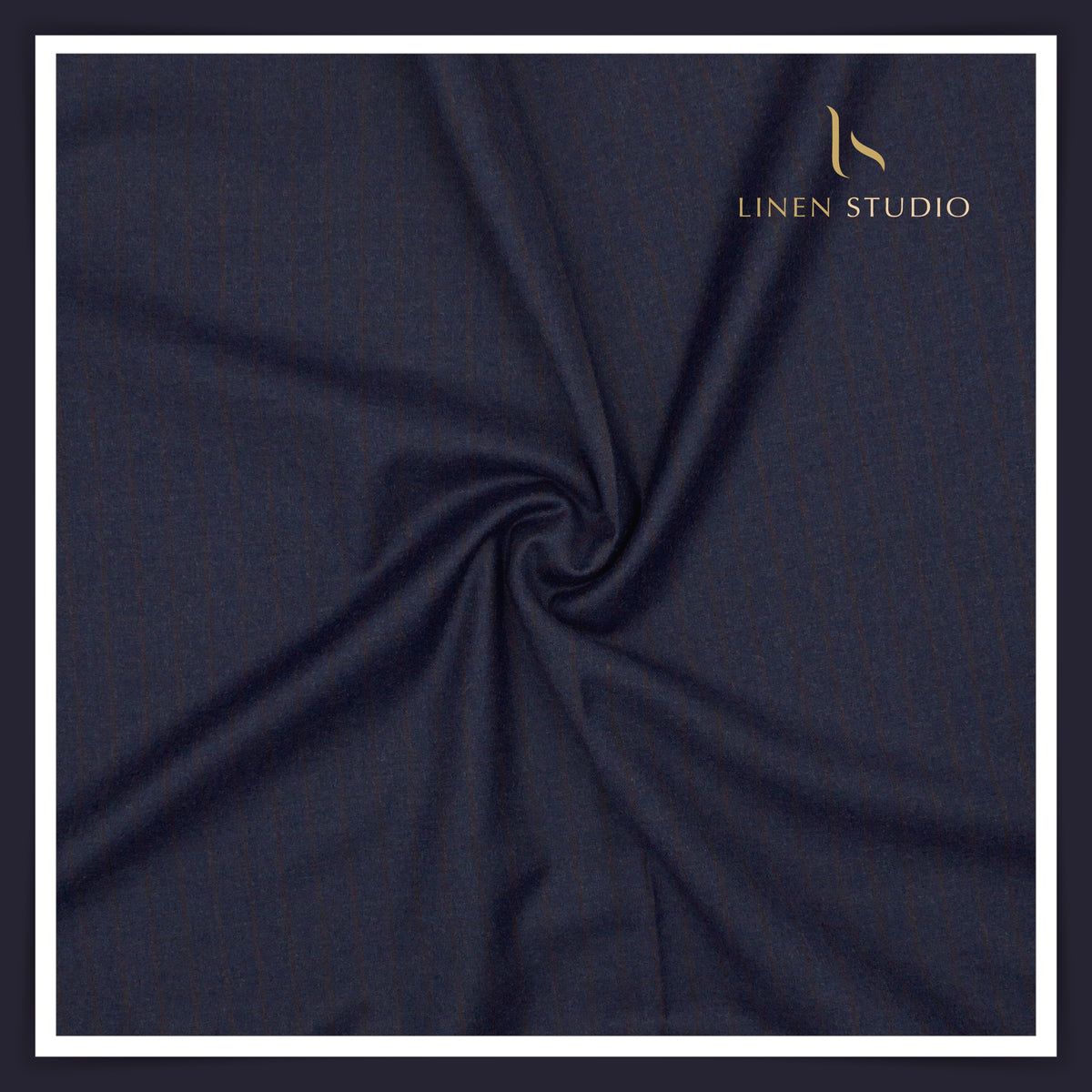 Vercelli Italy Snowdrift 120's 70% Wool Rich Milled Suiting - Midnight Navy with Wine Pinstripe (NEW)