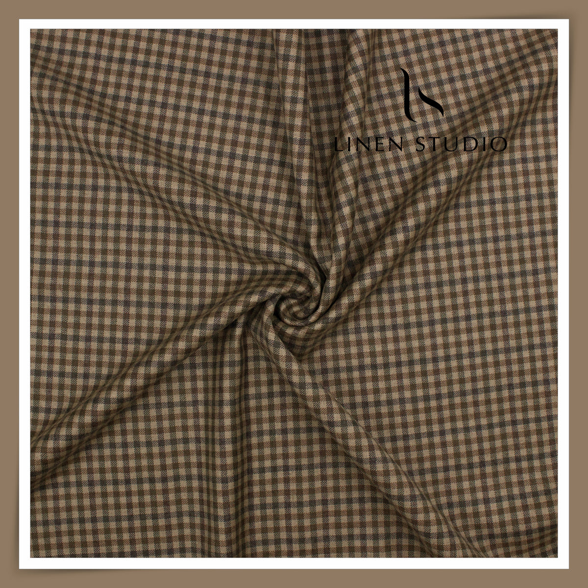 Vercelli Italy Snowdrift 120's 70% Wool Rich Milled Suiting - Tan & Brown Gun Club Check (NEW)
