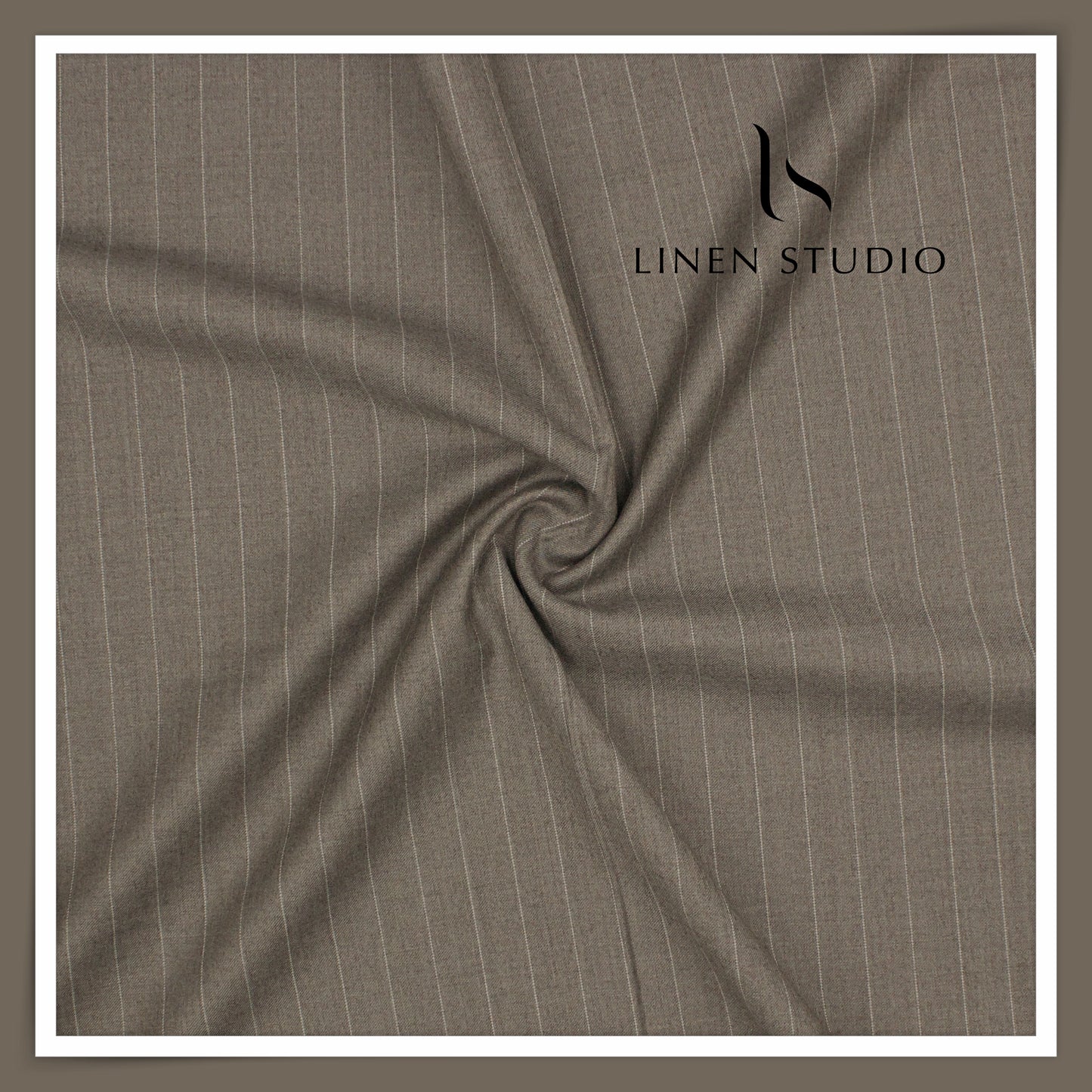 130's Australian Merino Wool Milled Suiting by Vercelli - Brownish Grey Stripes (NEW)