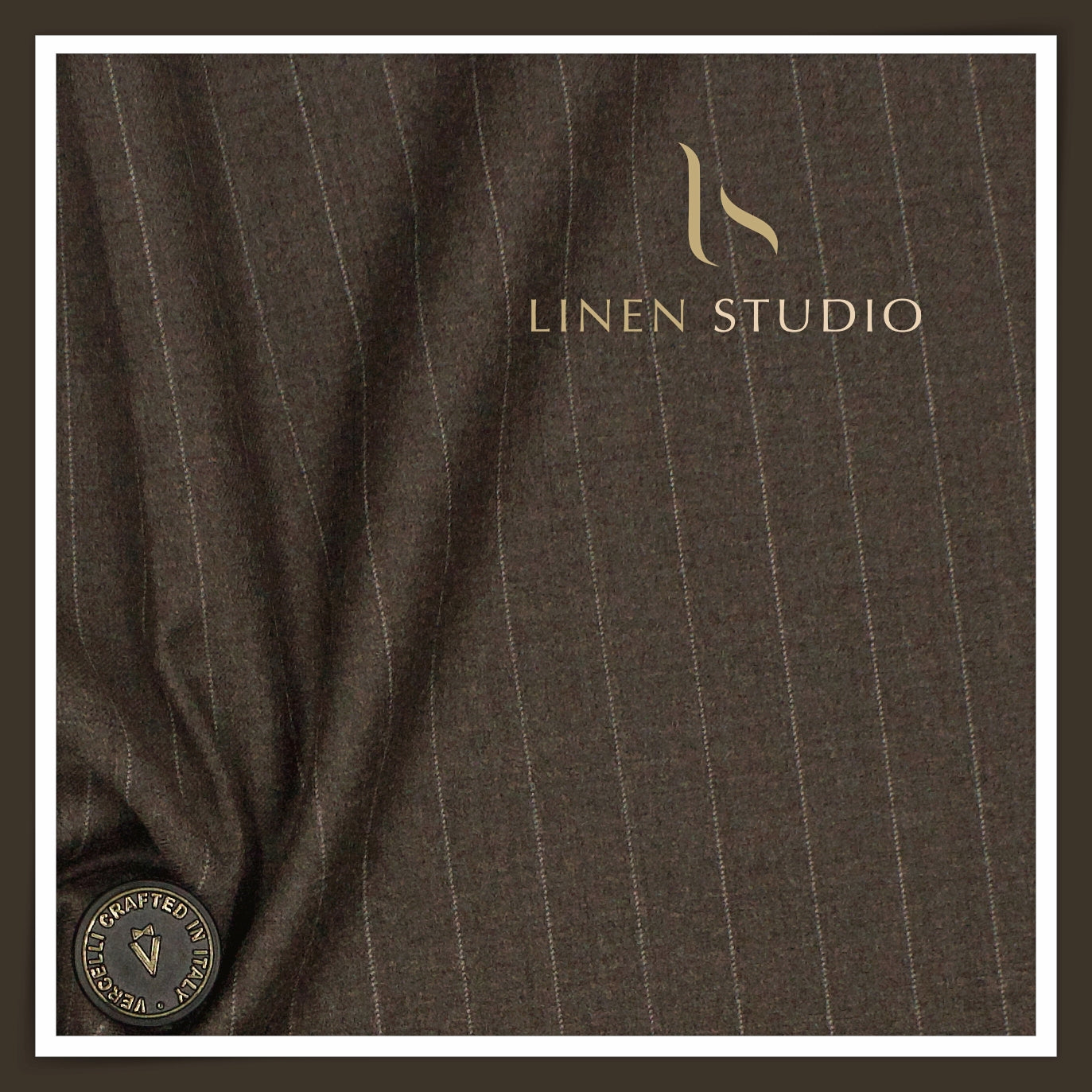 130's Australian Merino Wool Milled Suiting by Vercelli - Ash Brown Stripes (NEW)