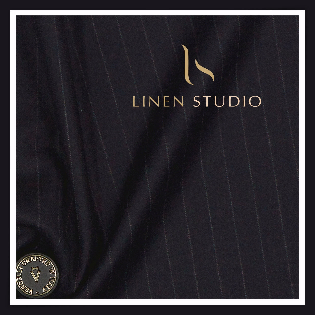 130's Australian Merino Wool Milled Suiting by Vercelli - Denim Blue & Grey Stripes (NEW)