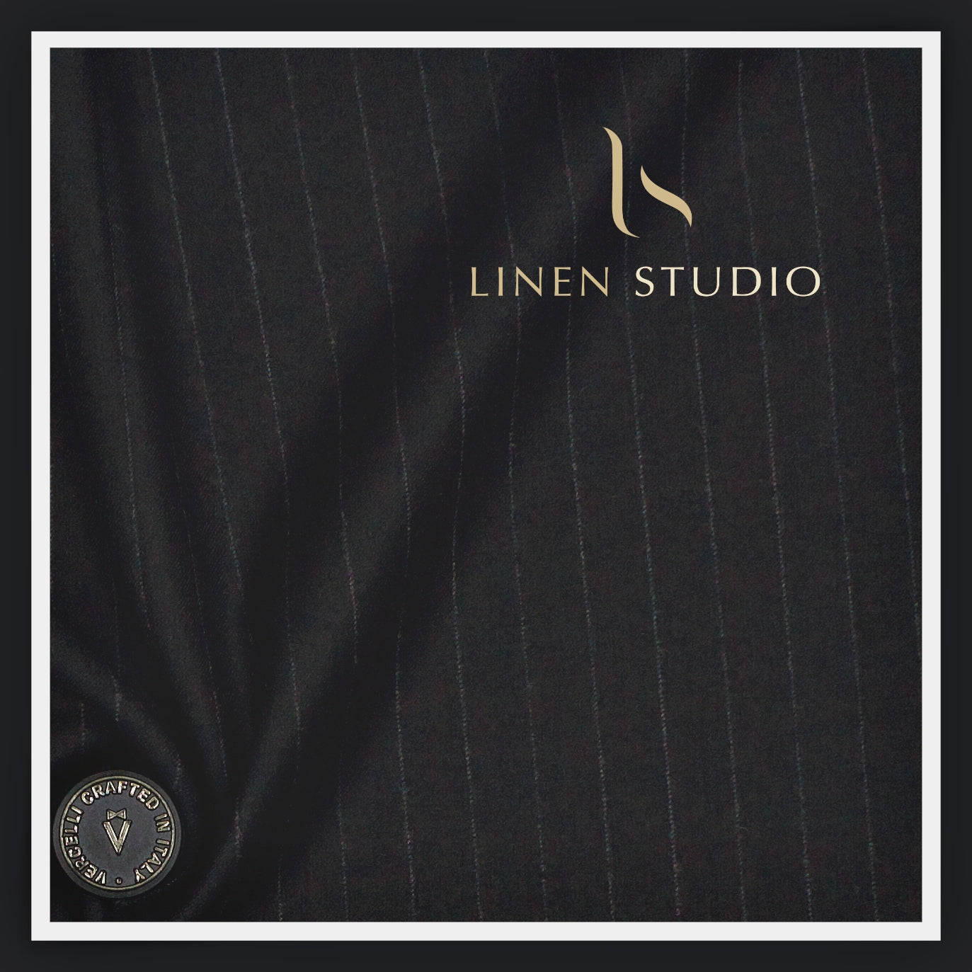 130's Australian Merino Wool Milled Suiting by Vercelli - Pure Black Stripes (NEW)