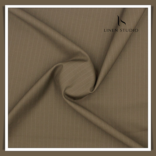 120's Australian Wool Suiting by D&J - Tobacco Brown Stripes (NEW)