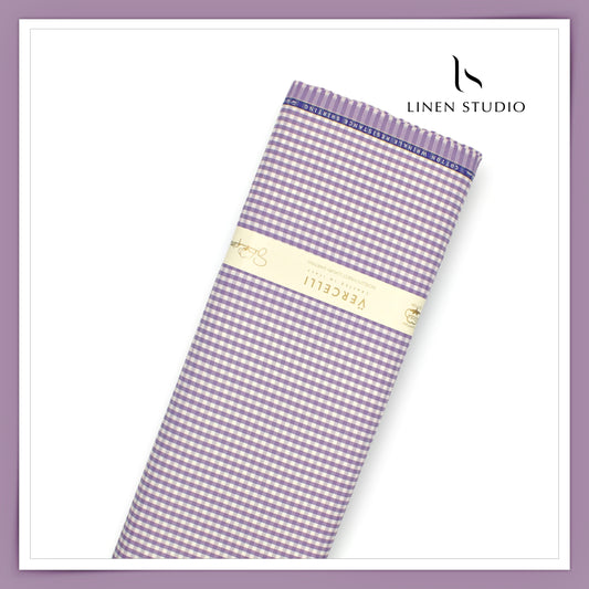 2/100's Wrinkle Resistant Supima Cotton Shirting by Vercelli - Lavender Gingham Checks (NEW)