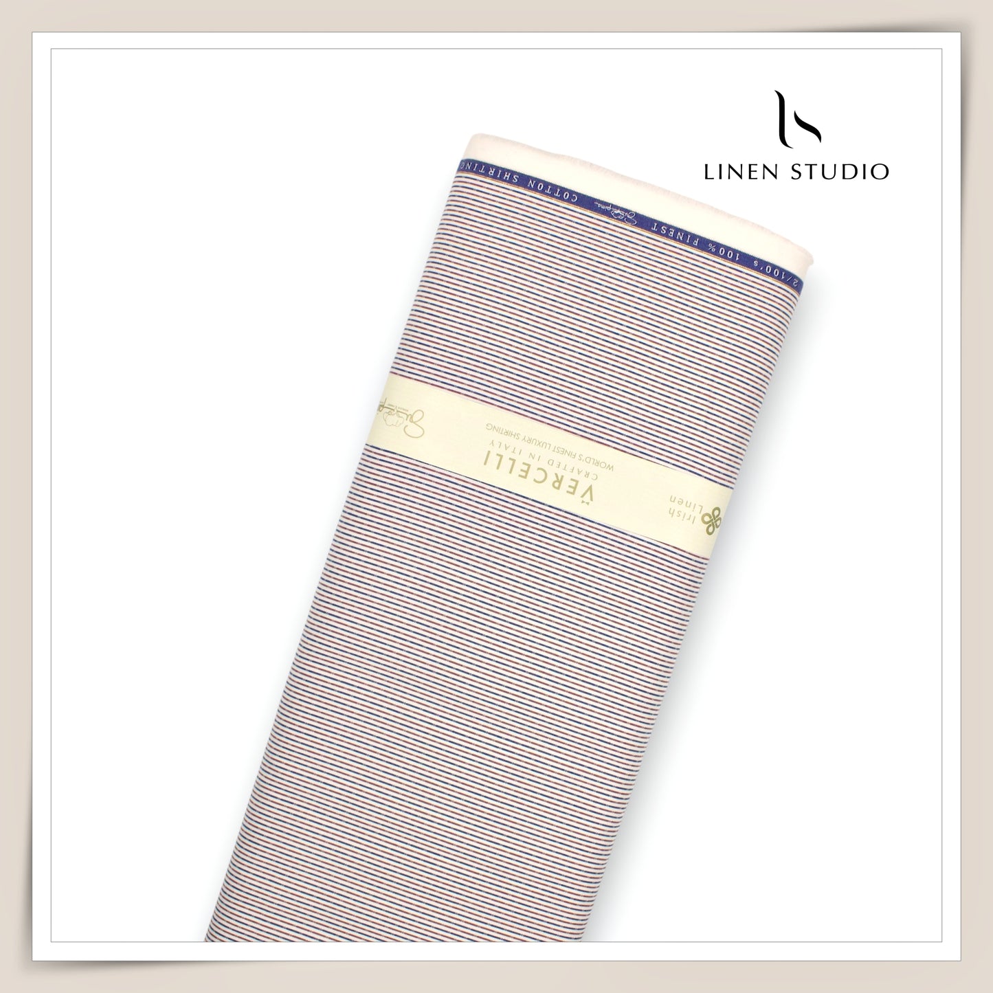 2/100's Supima Cotton Shirting by Vercelli - Dual Stripes (NEW)