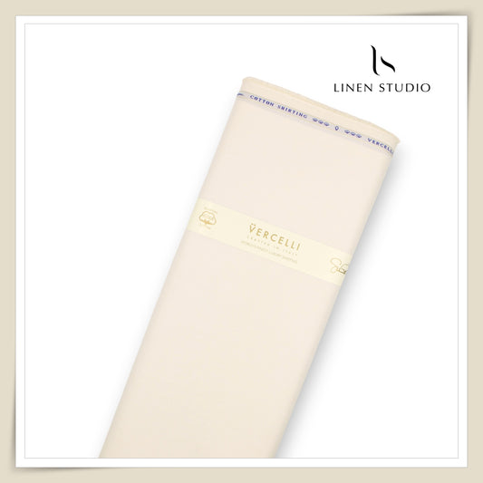 3/140's Finest Supima Cotton Shirting by Vercelli - Antique Cream (Zoom In) (NEW)