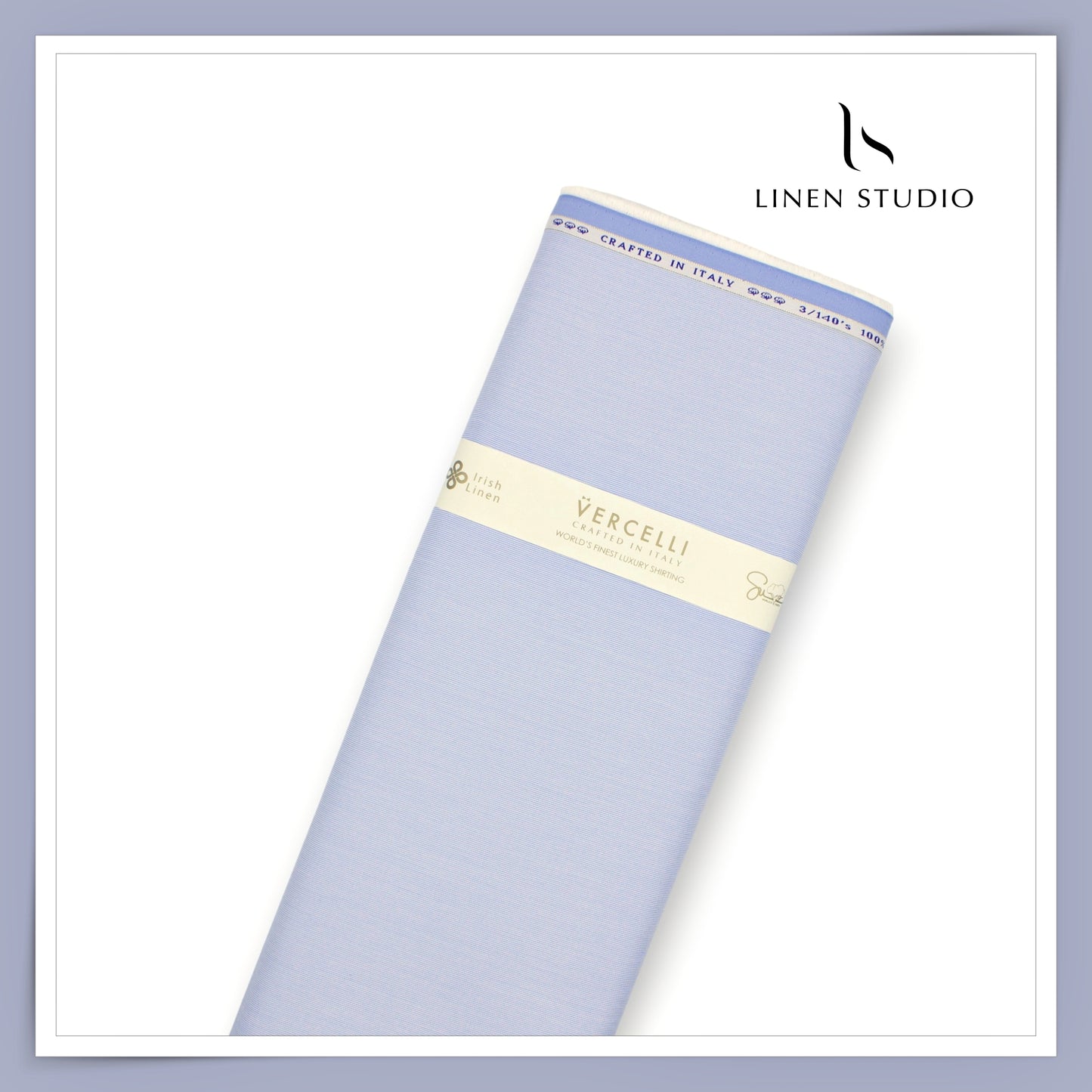 3/140's Finest Supima Cotton Shirting by Vercelli - Classic Blue Micro Stripes (Zoom In) (NEW)