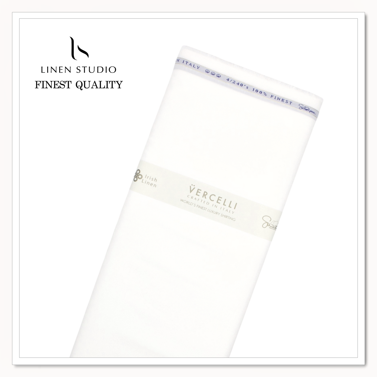 4/240's FINEST SUPIMA COTTON Shirting by Vercelli - Bright White (NEW) (HIGHEST QUALITY)