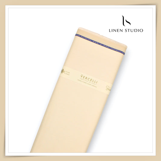 2/140's Finest Supima Cotton Shirting by Vercelli - Champagne Micro Stripes (Zoom In) (NEW)