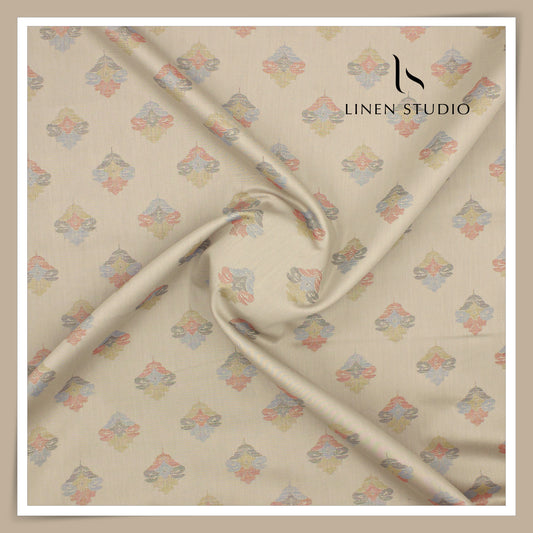 100% Finest Supima Cotton Jacquard Shirting by Vercelli Italy - Pale Orange (Fastest Selling)