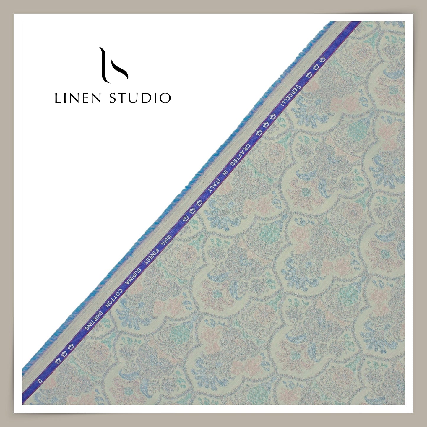 100% Finest Supima Cotton Jacquard Shirting by Vercelli Italy - Pale Gray (Fastest Selling)