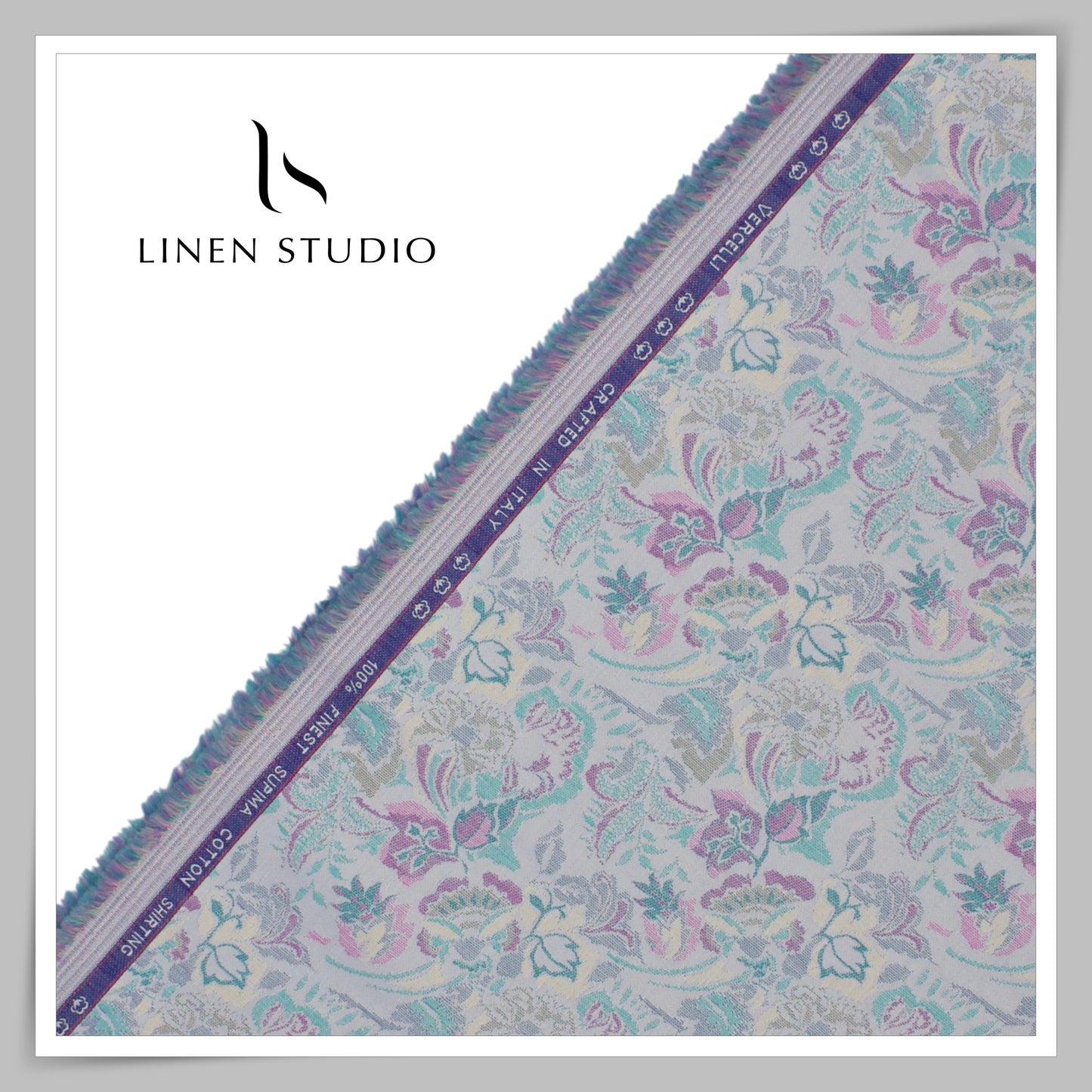 100% Finest Supima Cotton Jacquard Shirting by Vercelli Italy - French Grey (Fastest Selling)